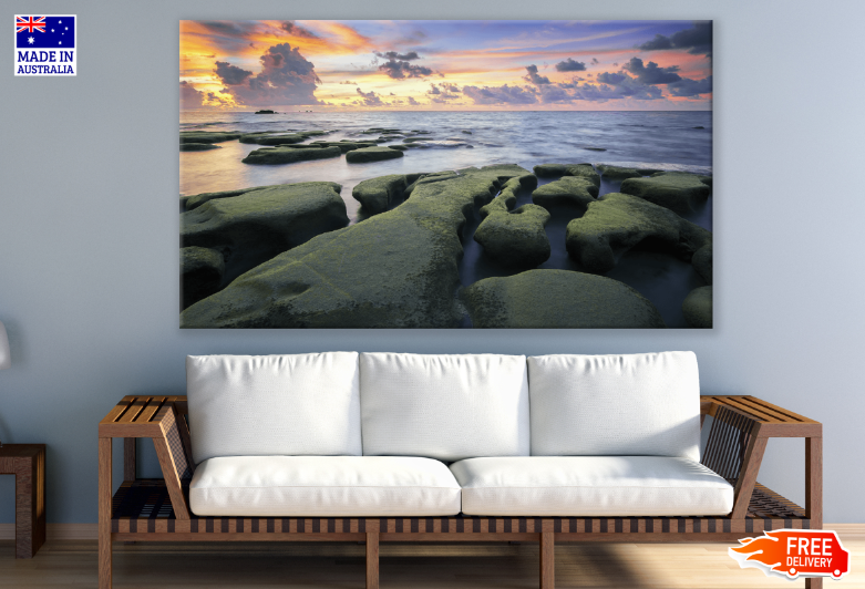 Rocks & Sea Sunset Scenery Photograph Print 100% Australian Made
