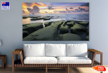 Rocks & Sea Sunset Scenery Photograph Print 100% Australian Made