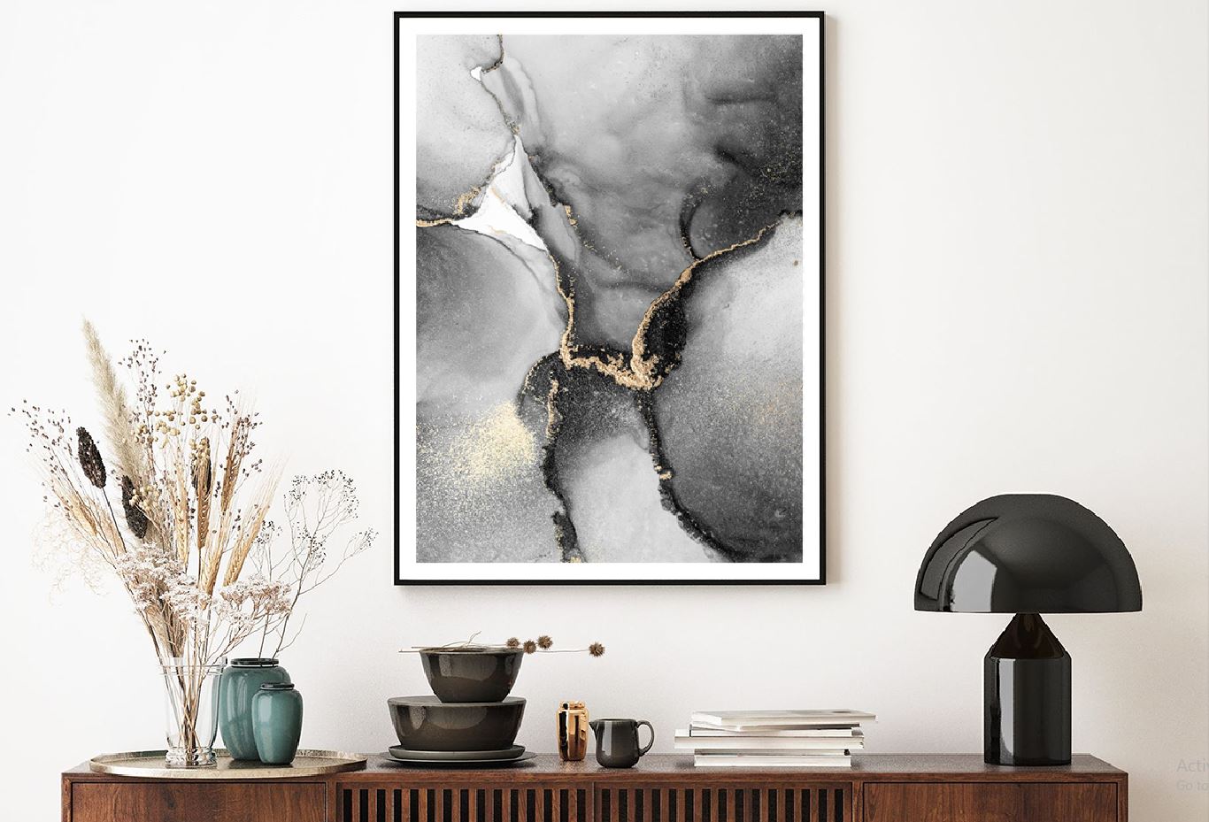 Black Grey & Gold Marble Abstract Design Home Decor Premium Quality Poster Print Choose Your Sizes