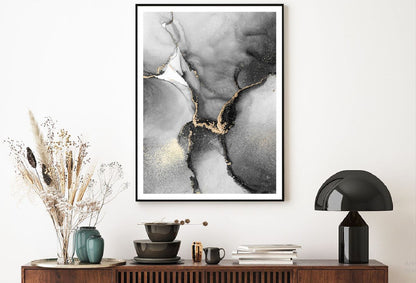 Black Grey & Gold Marble Abstract Design Home Decor Premium Quality Poster Print Choose Your Sizes