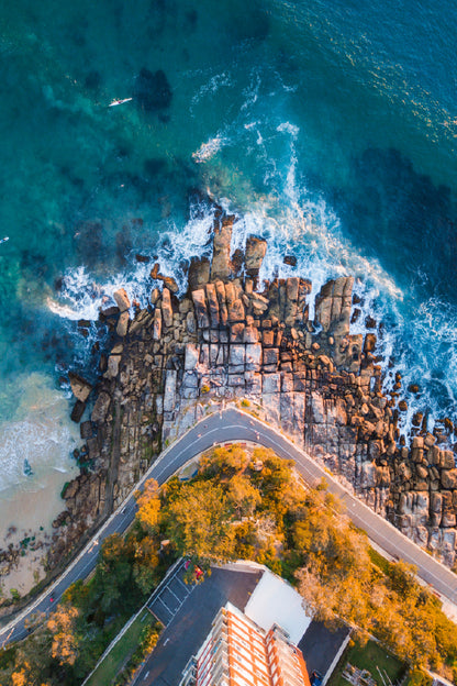 Pathway & Rock Coastline Aerial View Photograph Print 100% Australian Made