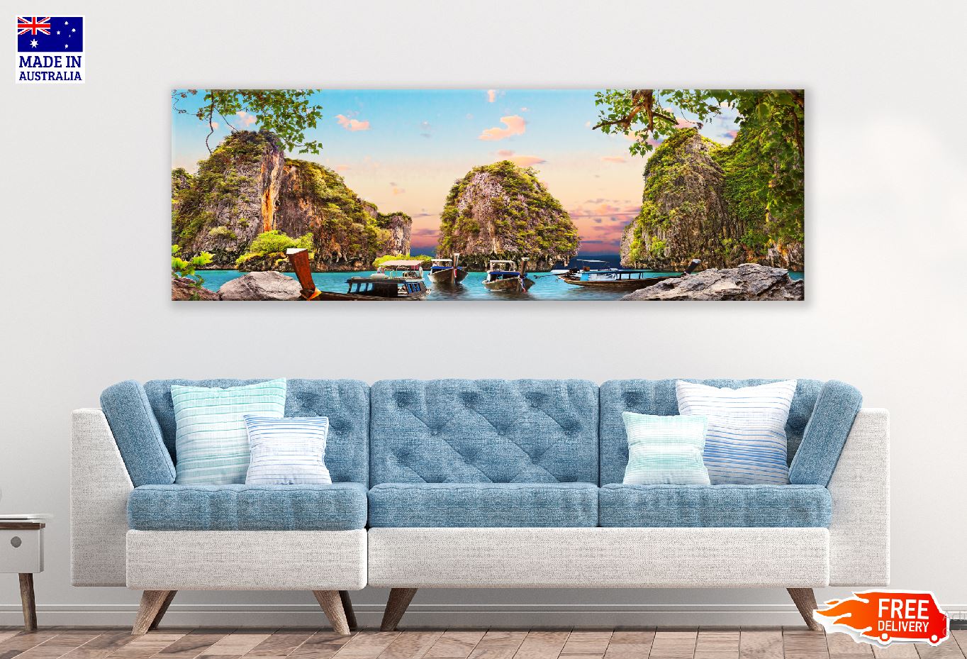 Panoramic Canvas Thailand Sea Island Photograph High Quality 100% Australian Made Wall Canvas Print Ready to Hang