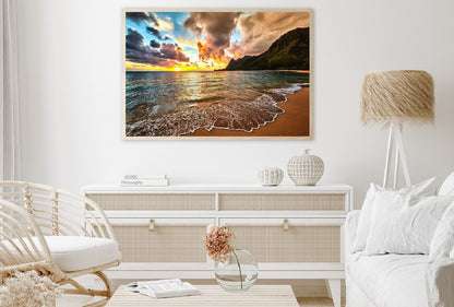 Sunrise on Sandy Beach Scenery Photograph Home Decor Premium Quality Poster Print Choose Your Sizes