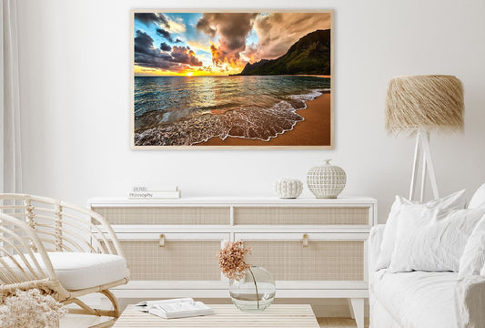 Sunrise on Sandy Beach Scenery Photograph Home Decor Premium Quality Poster Print Choose Your Sizes