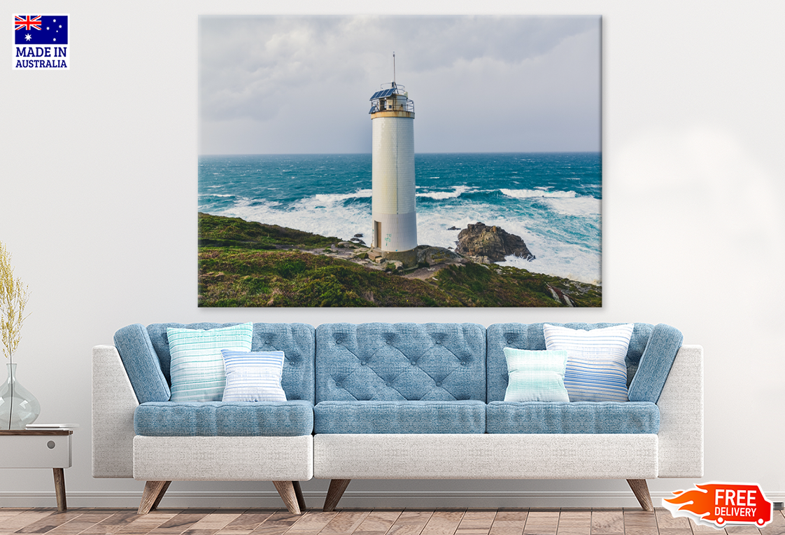 Tower On Rock Mountain & Sea View Photograph Print 100% Australian Made