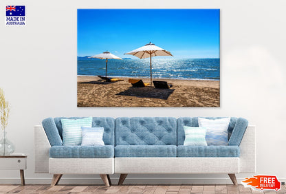 Chairs Umbrella near Tropical Sea View Photograph Print 100% Australian Made