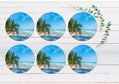 Wild Beach Close To Costa Rica Coasters Wood & Rubber - Set of 6 Coasters