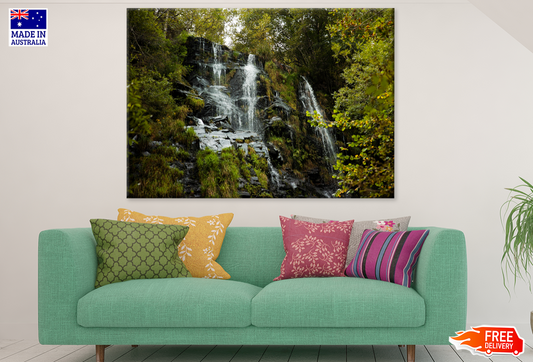 Water Fall & Nature Forest View Photograph Print 100% Australian Made