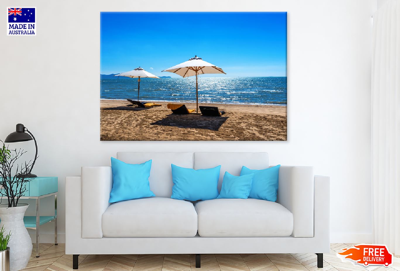 Chairs Umbrella near Tropical Sea View Photograph Print 100% Australian Made