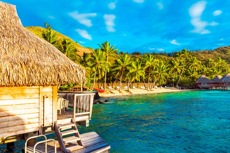 Bella Home Cabana on the Beach in Polynesia Print Canvas Ready to hang