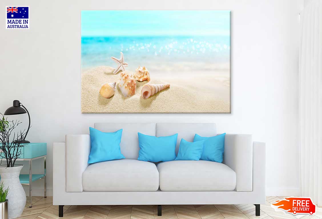 Sea Shells on Beach Sand Closeup View Photograph Print 100% Australian Made