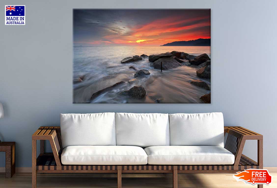 Teluk Senangin Rock Sea Sunset Photograph Print 100% Australian Made