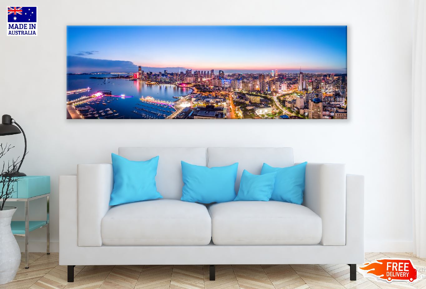 Panoramic Canvas Hanoi City Twilight Photograph High Quality 100% Australian Made Wall Canvas Print Ready to Hang