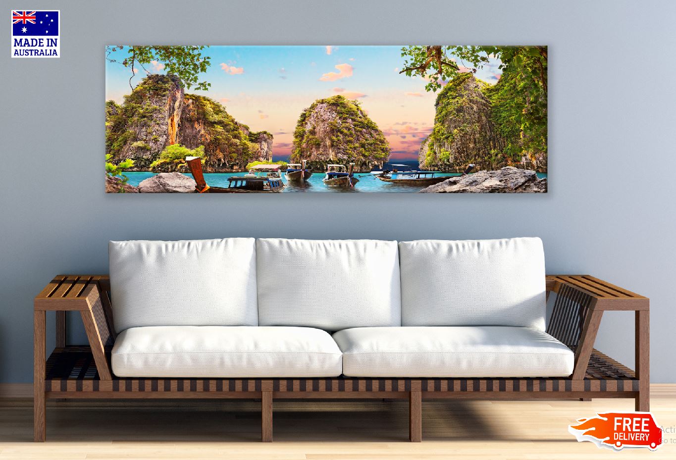 Panoramic Canvas Thailand Sea Island Photograph High Quality 100% Australian Made Wall Canvas Print Ready to Hang