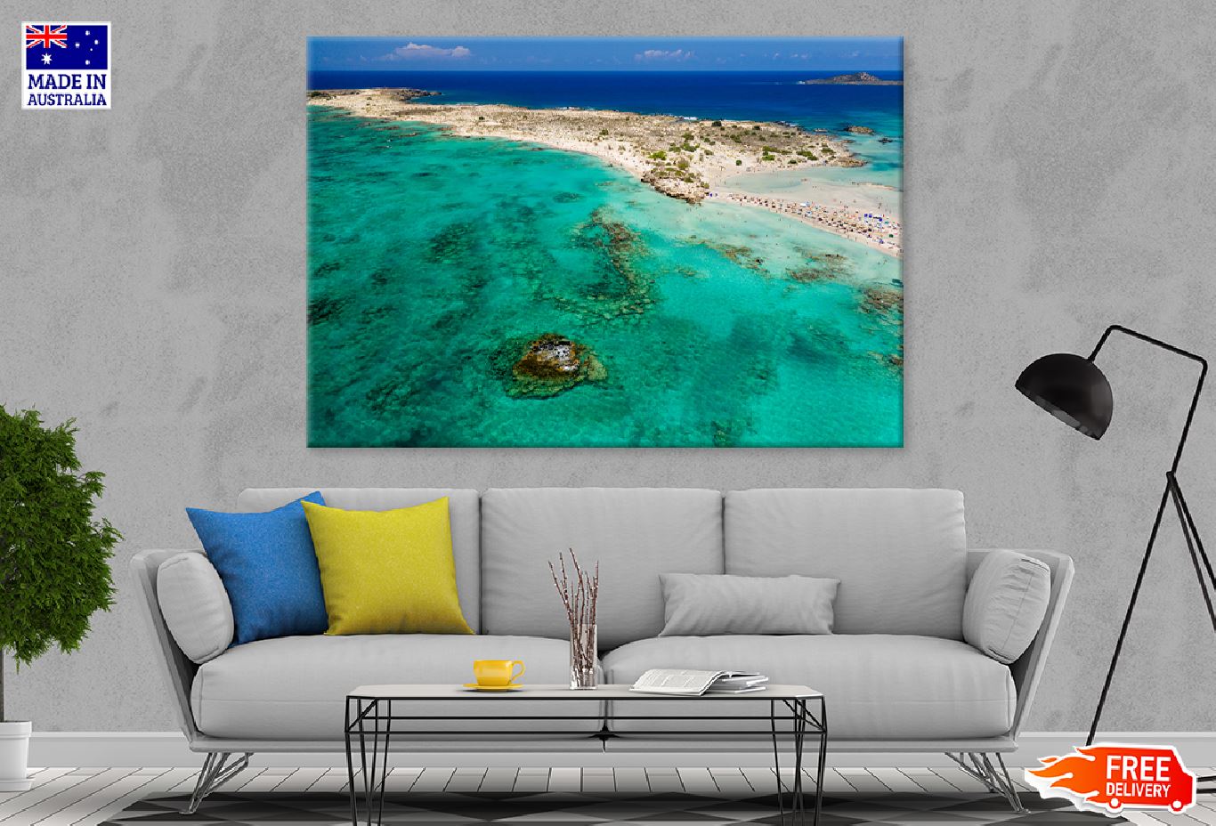 Sandy Beach & Blue Ocean Aerial View Photograph Print 100% Australian Made