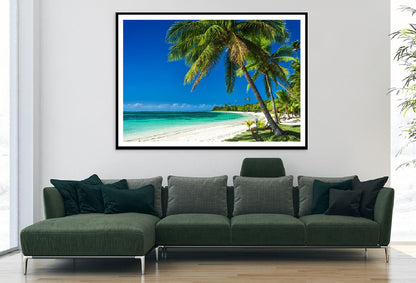 Palm Trees & White Sandy Beach Photograph Home Decor Premium Quality Poster Print Choose Your Sizes