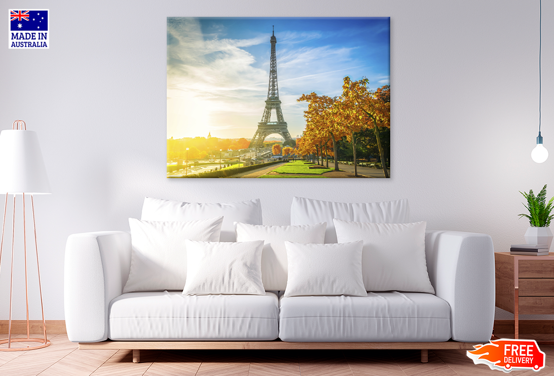 Eiffel Tower & Trees Sunset View Photograph Print 100% Australian Made