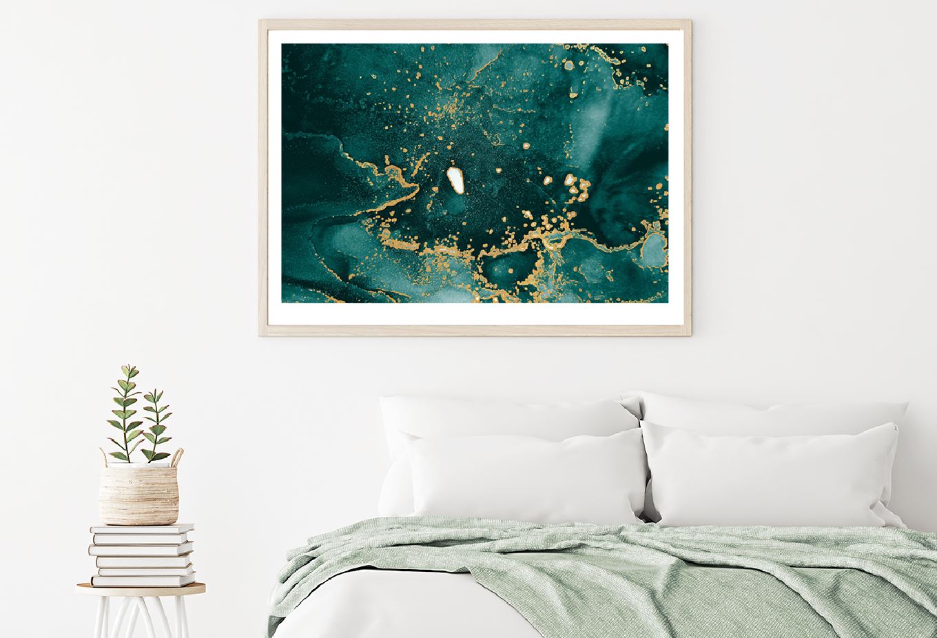 Dark Green & Gold Splash Abstract Design Home Decor Premium Quality Poster Print Choose Your Sizes