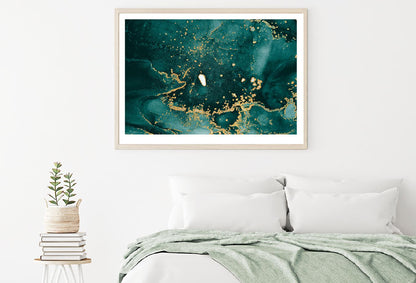 Dark Green & Gold Splash Abstract Design Home Decor Premium Quality Poster Print Choose Your Sizes