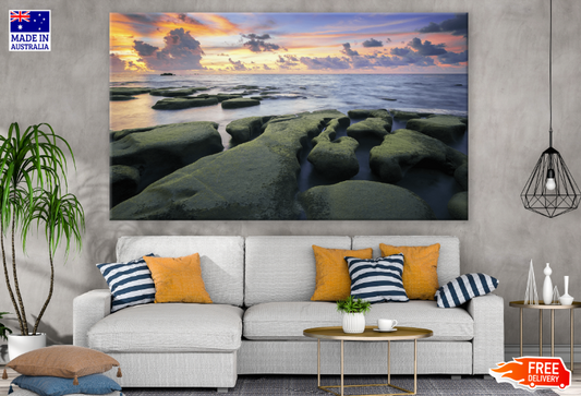 Rocks & Sea Sunset Scenery Photograph Print 100% Australian Made