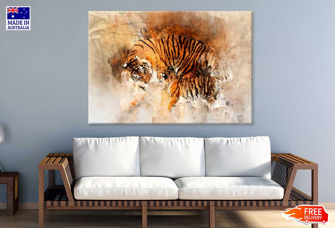 Tiger & Cub Watercolor Painting Print 100% Australian Made