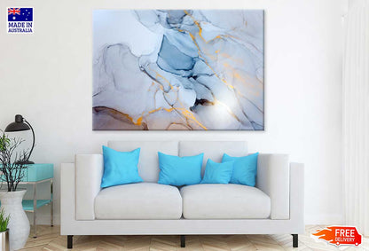 Blue Gold Abstract Painting Design Print 100% Australian Made