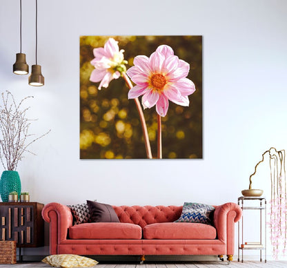 Square Canvas Pink Dahlia View Photograph High Quality Print 100% Australian Made