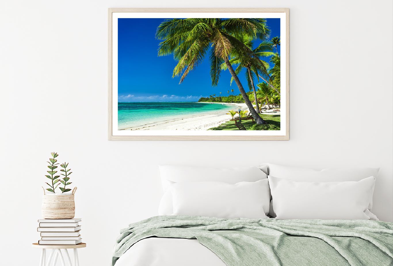 Palm Trees & White Sandy Beach Photograph Home Decor Premium Quality Poster Print Choose Your Sizes