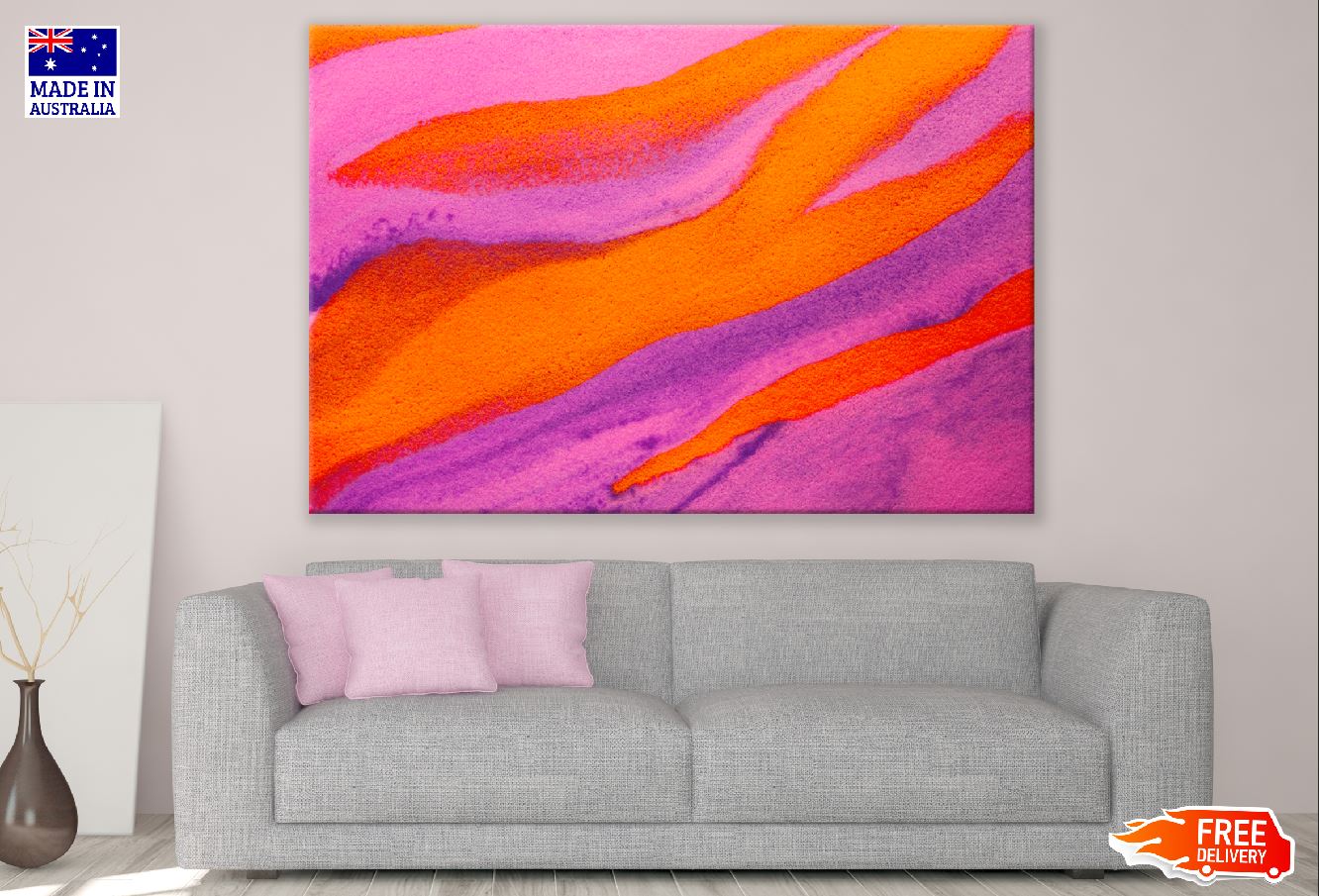 Red & Pink Abstract Design Print 100% Australian Made