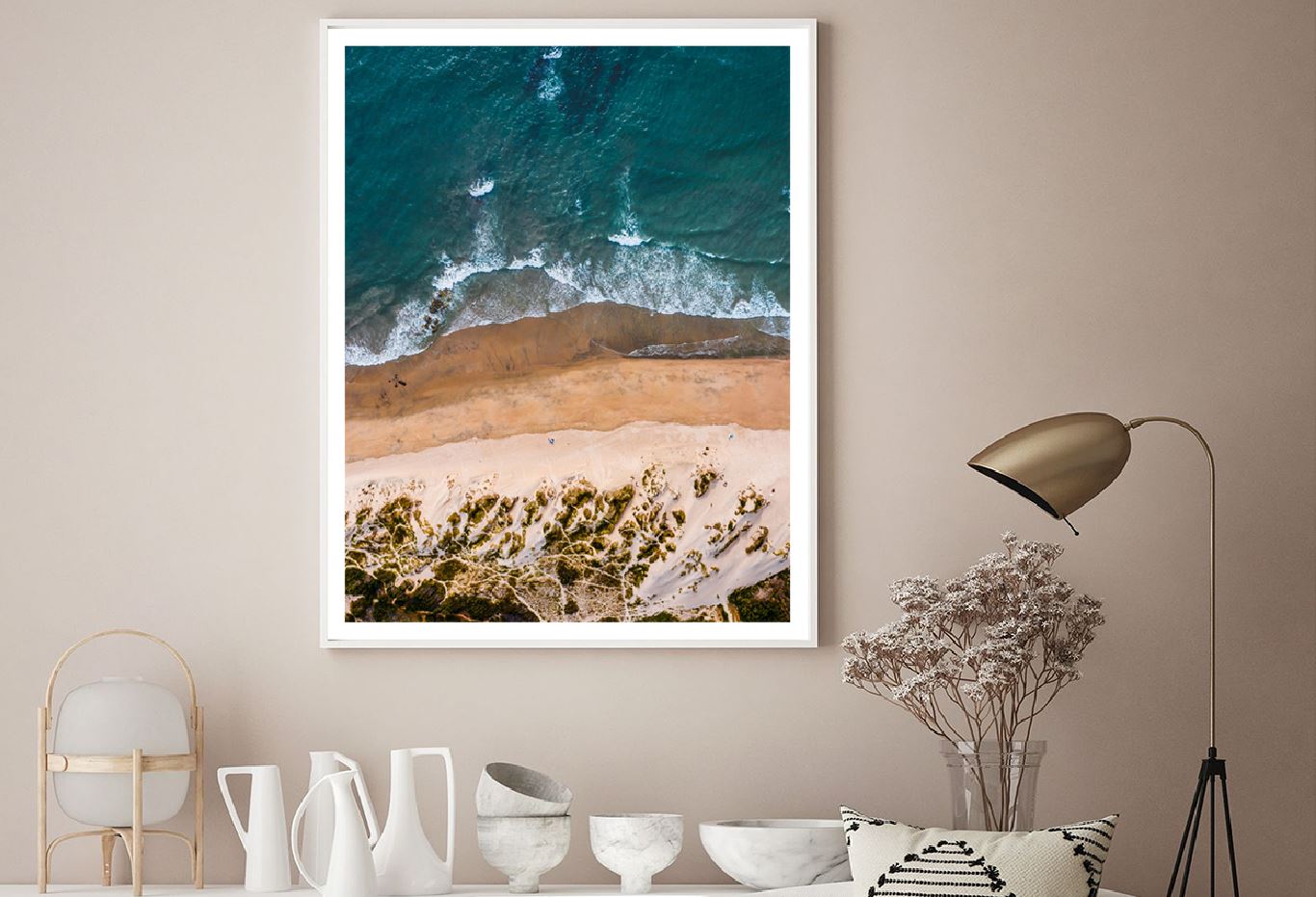 Waves on Sandy Beach Aerial View Photograph Home Decor Premium Quality Poster Print Choose Your Sizes