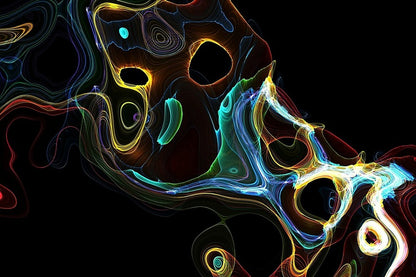 Blue & Yellow Digital Lines Abstract Design Print 100% Australian Made