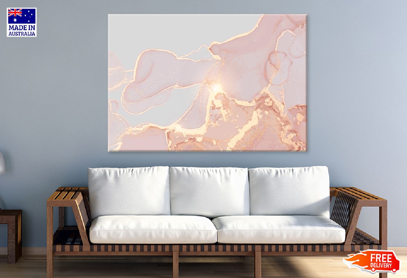 Grey Pink & Gold Abstract Design Print 100% Australian Made