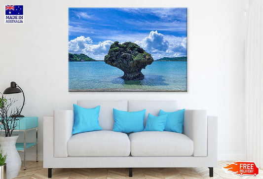 Rock on Beach View Photograph Japan Okinawa Print 100% Australian Made