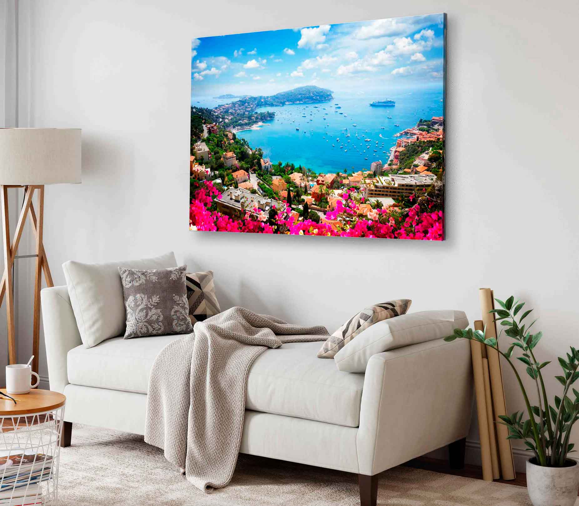 Bella Home Flowers & Blue Sky of Cote Dazur Print Canvas Ready to hang