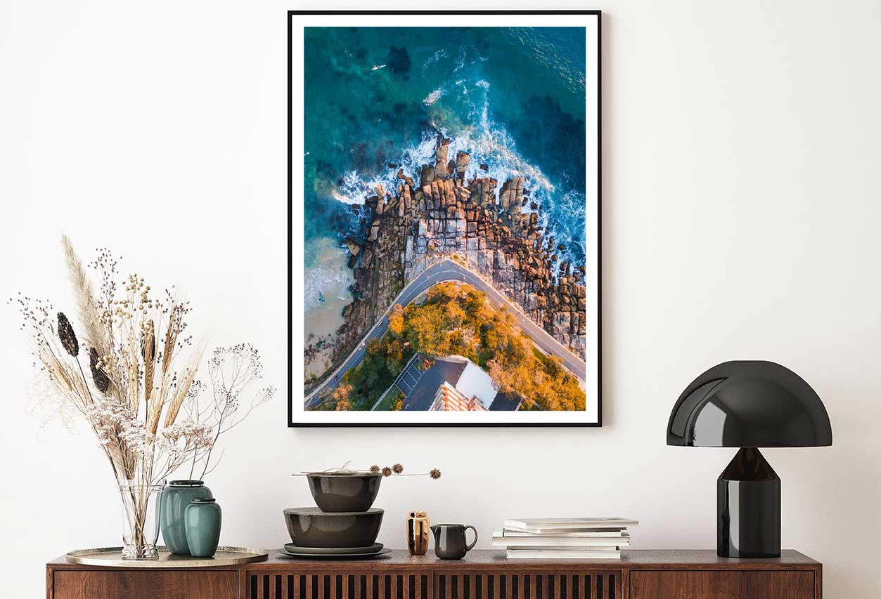 Pathway & Rock Coastline Aerial Photograph Home Decor Premium Quality Poster Print Choose Your Sizes