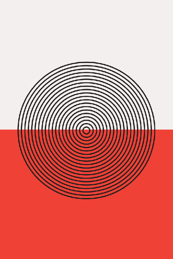 Circle Shape & Half Red Abstract Design Print 100% Australian Made