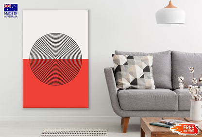 Circle Shape & Half Red Abstract Design Print 100% Australian Made