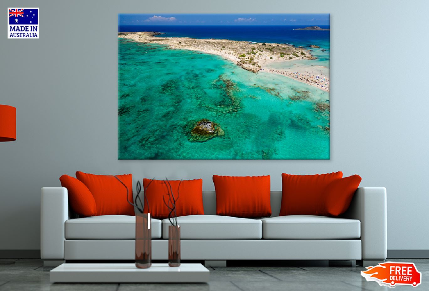 Sandy Beach & Blue Ocean Aerial View Photograph Print 100% Australian Made