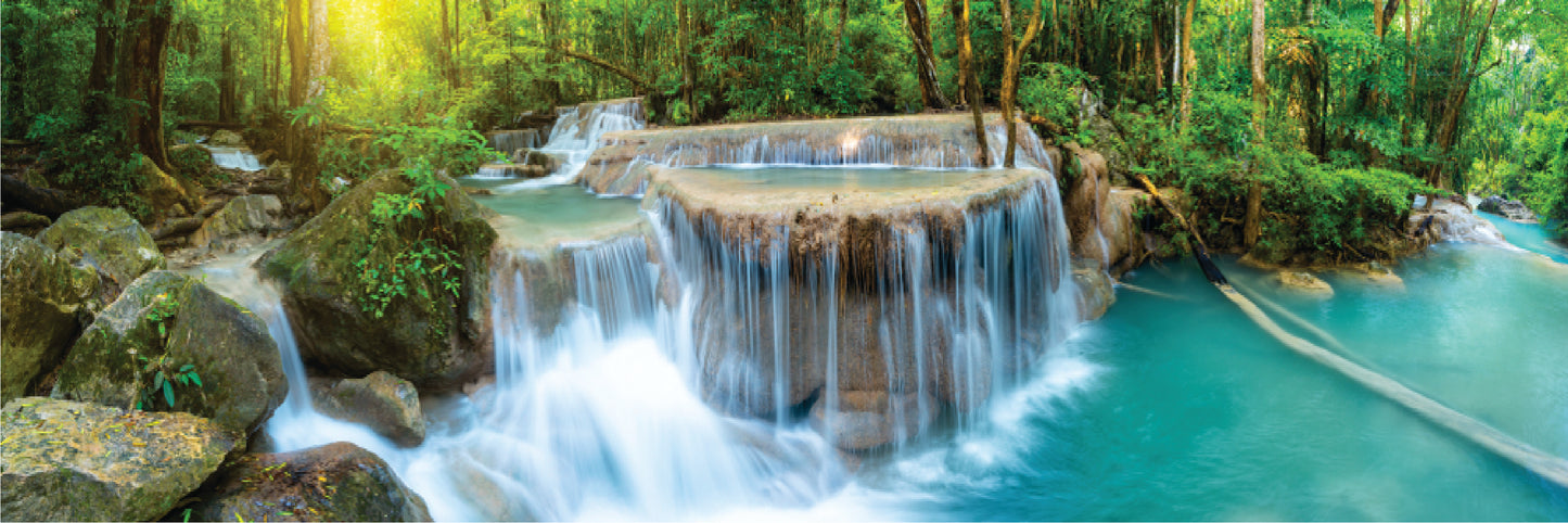 Panoramic Canvas Waterfall Forest View High Quality 100% Australian made wall Canvas Print ready to hang