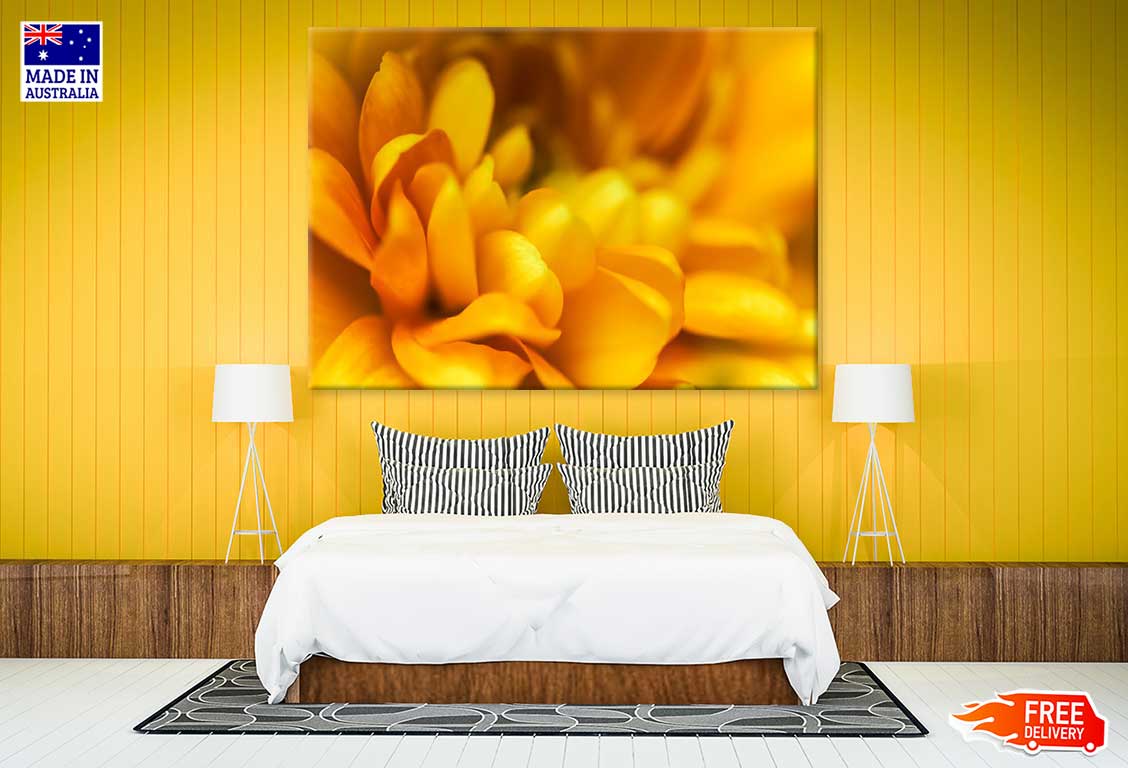 Yellow Flower Petals Closeup View Photograph Print 100% Australian Made