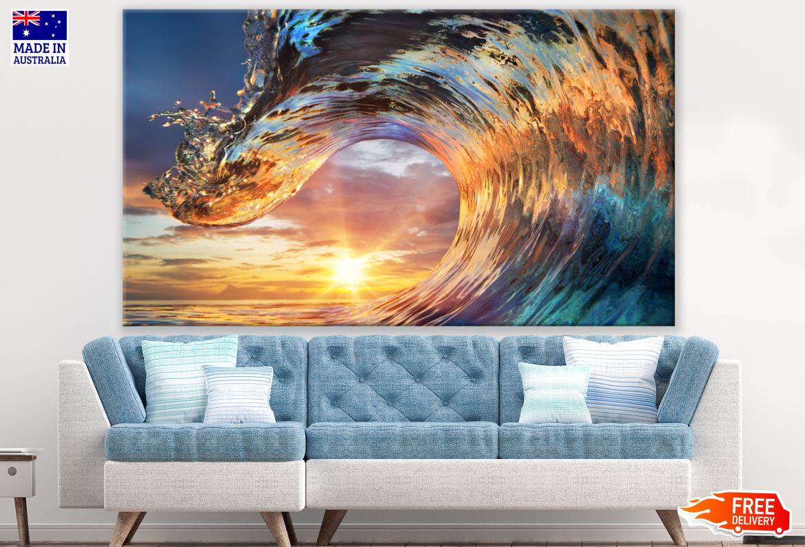 Stunning Sun Through a Beach Wave Photograph Print 100% Australian Made