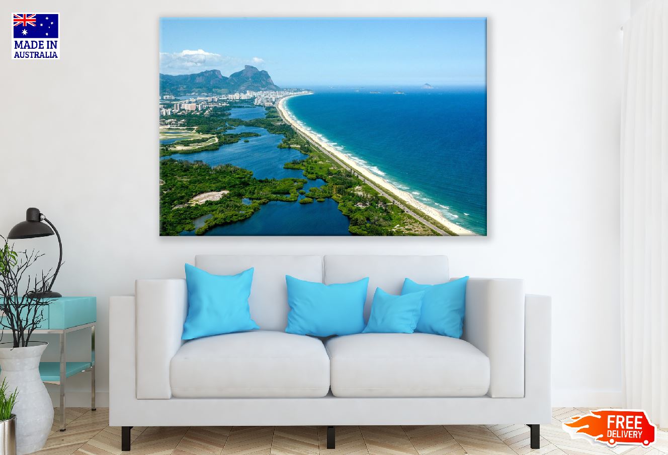 Rio de Janeiro & Sea Aerial View Photograph Print 100% Australian Made