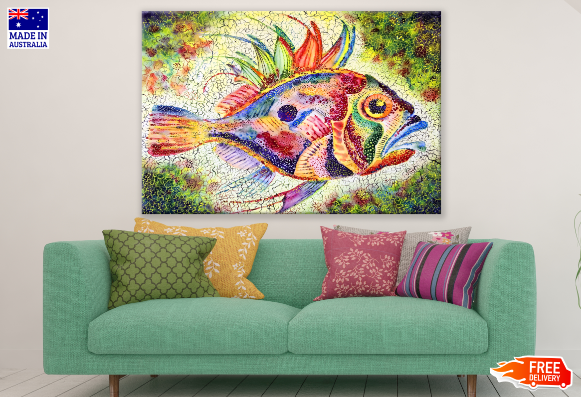 Abstract Colourful Fish Design Print 100% Australian Made