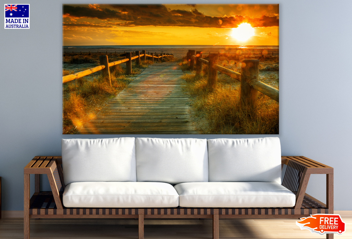 Wooden Road to Beach with Fence Photograph Print 100% Australian Made