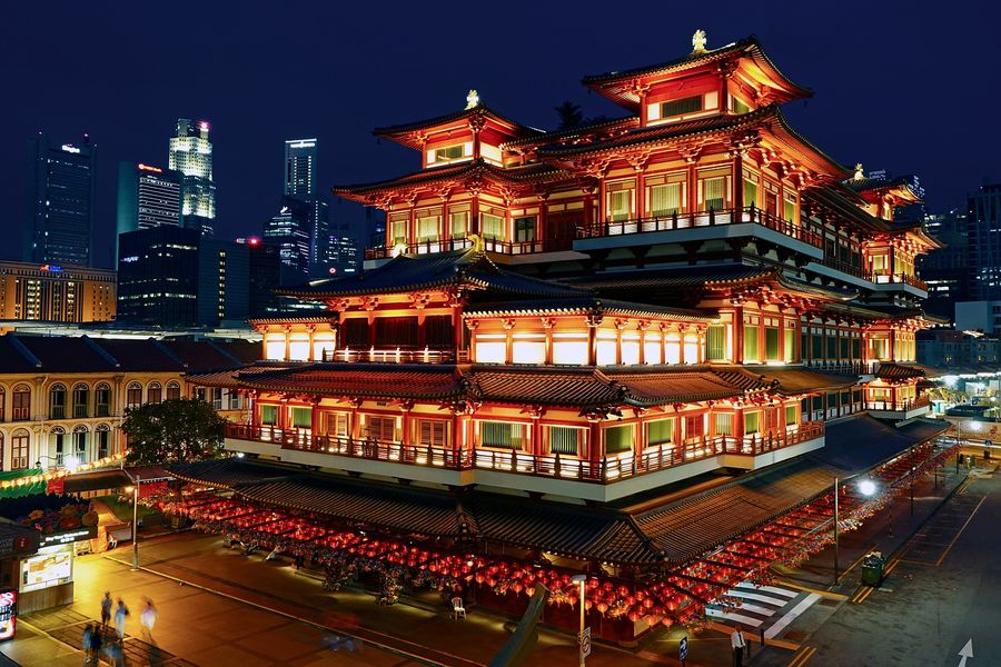 Buddha Tooth Relic Temple Night View Photograph, Singapore Print 100% Australian Made