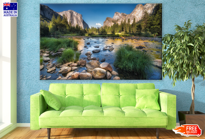 Beautiful Water Stream & Forest With Mountain View Photograph Print 100% Australian Made