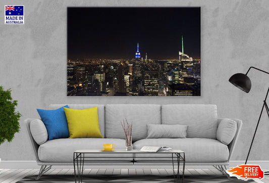 Manhattan New York City Night View Photograph, USA Print 100% Australian Made