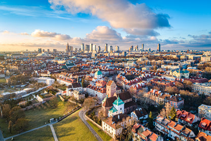 Bella Home Warszawa City View From Drone City Print Canvas Ready to hang