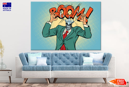 Boom Quote & Broaken Glass Head Man Illustration Print 100% Australian Made
