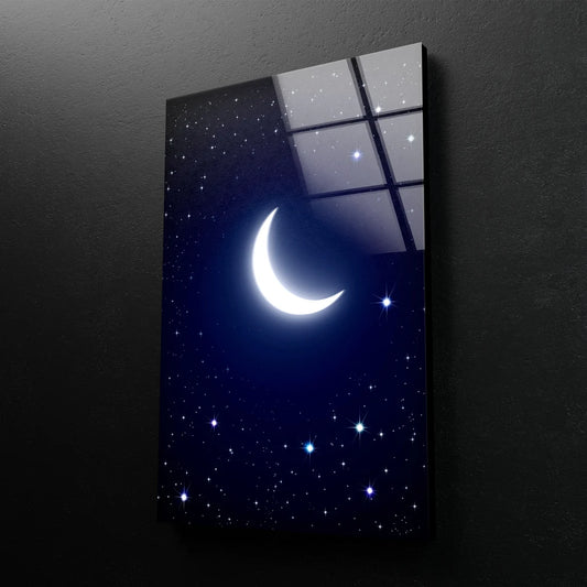 Moon & Stars Design Acrylic Glass Print Tempered Glass Wall Art 100% Made in Australia Ready to Hang